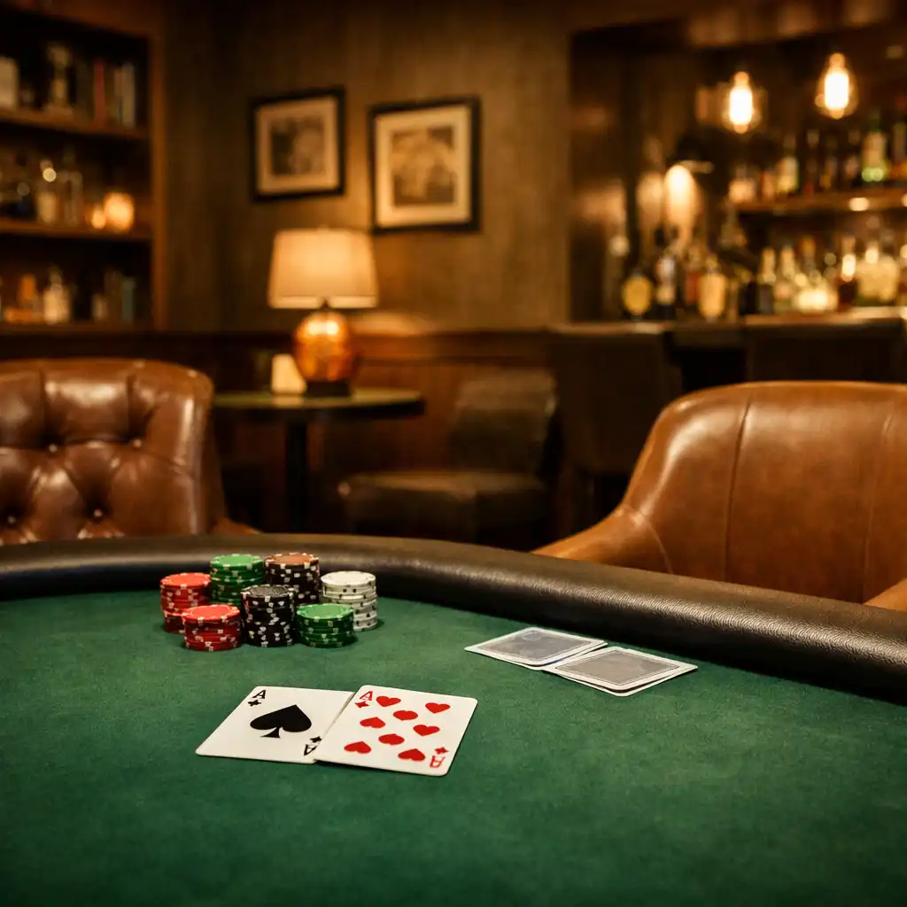 Card Lounge with comfortable seating and a poker table