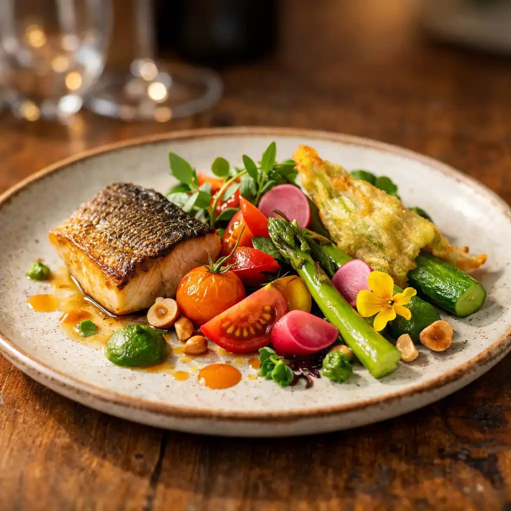 Plated Australian restaurant dish on a ceramic plate